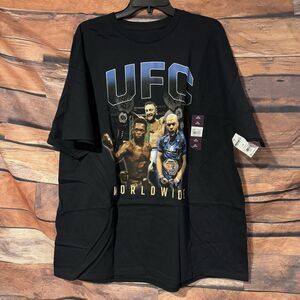 UFC Worldwide Men's 2XL Graphic T-Shirt McGregor Adesanya Poirier Black Tee NWT